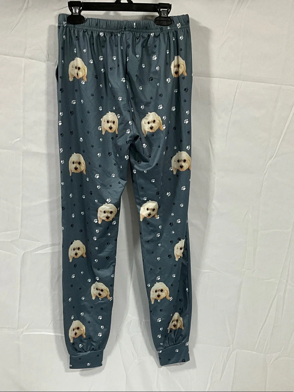 Kids Paw Print & Puppy Jogger / Pajama Pants - Blue Gray Size 12-14 Y